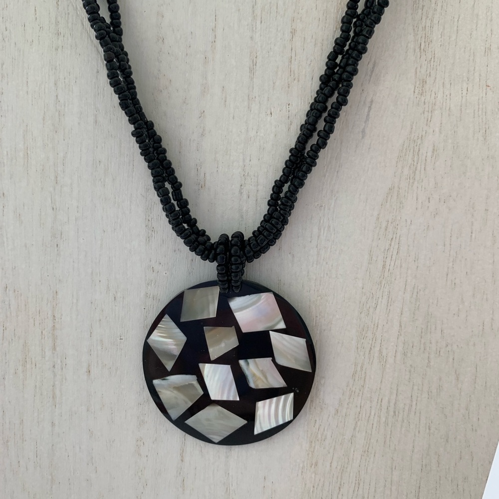 Laquer And Abalone Statement Necklace - image 1